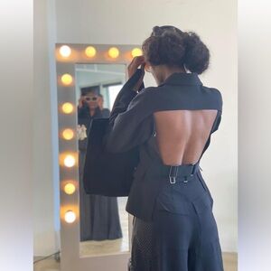 NWT Byron Lars InEarnest Backless Blazer Jacket – Black – Size 4 – Statement